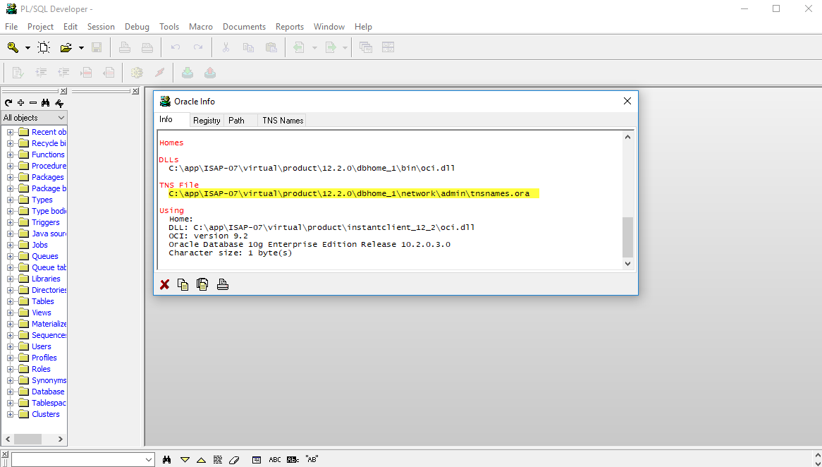 Подключить tns файл в pl sql developer