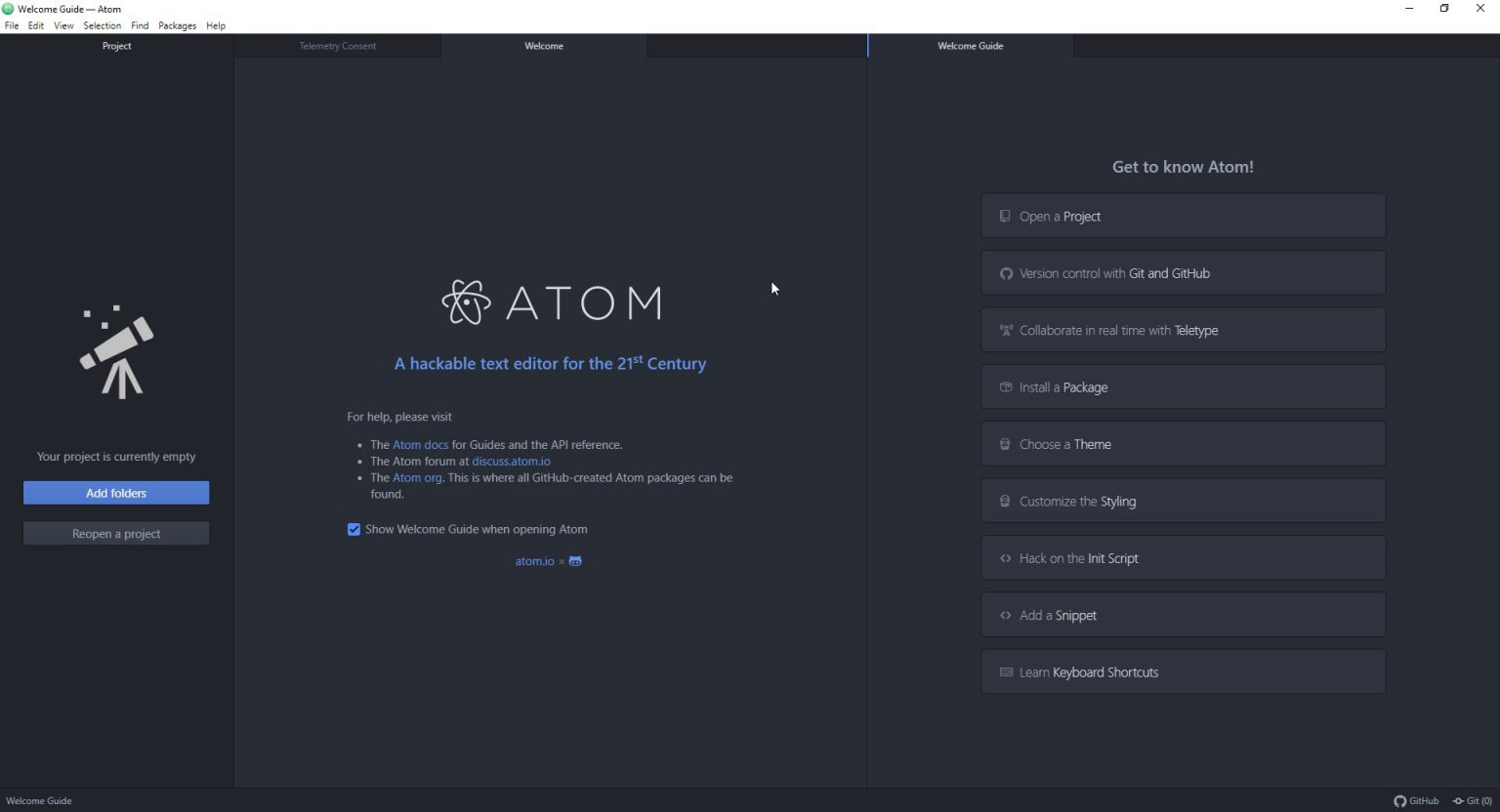 Atom windows 10 ошибка