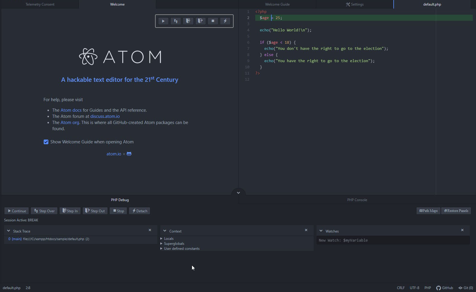 การใช้งาน XDebug เพื่อตรวจสอบการทำงานของโค้ดของ PHP บน Atom IDE ในกรณี ...
